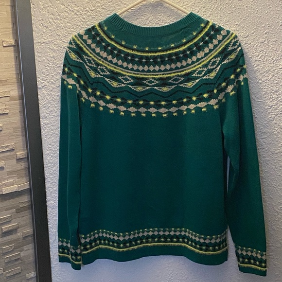 Style & CO Petite Large Fair Isle Green Crewneck Sweater - Picture 5 of 5